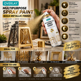 3X Overlay Gold Metallic 400ml Professional Spray Paint