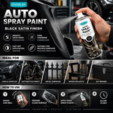 12X Overlay Satin Black Auto Professional Spray Paint 250ml