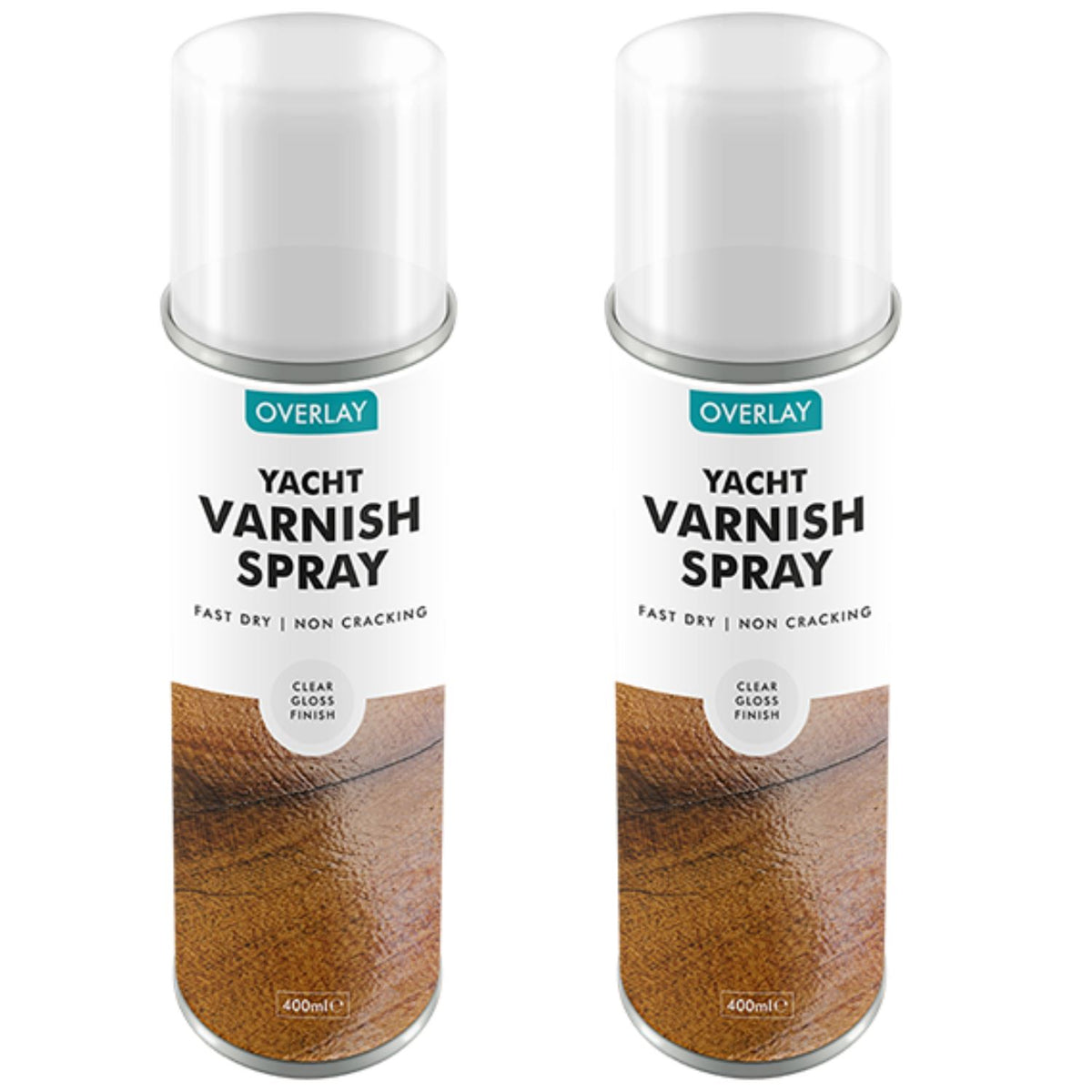 2X Overlay Clear Gloss Yacht Varnish Professional Spray Paint 400ml