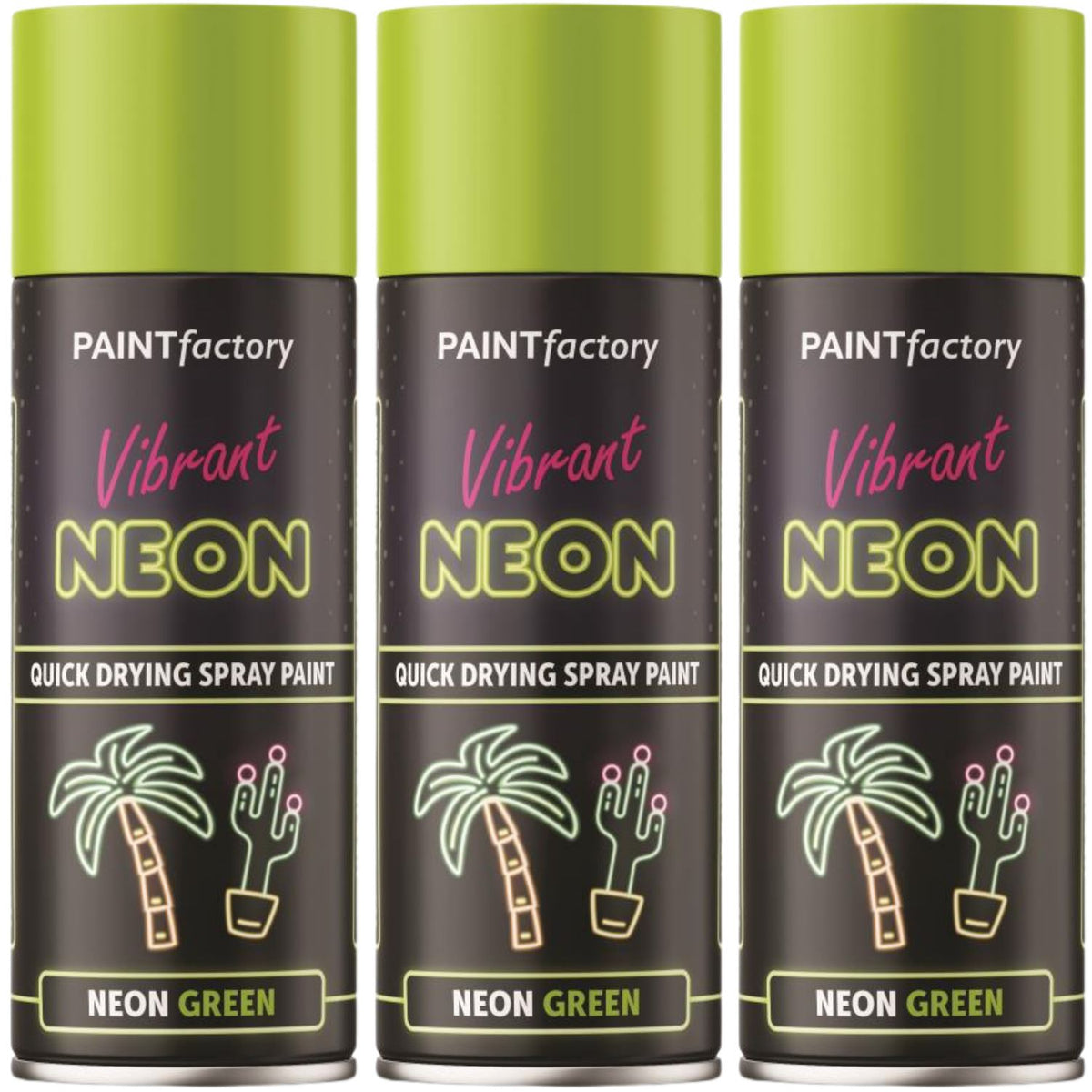 3X Paint Factory Neon Green Spray Paint 400ml