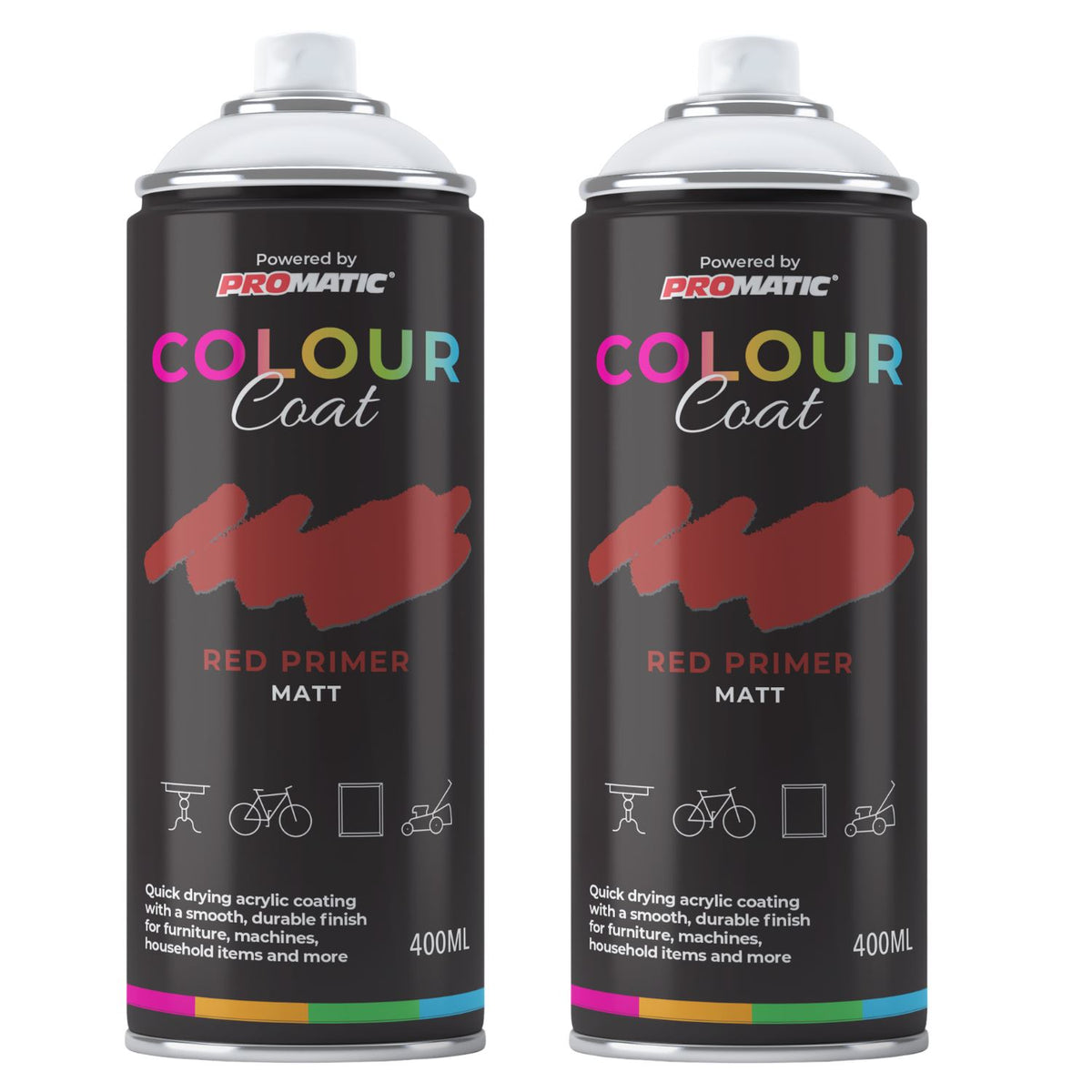 2X Red Primer Matt Spray Paint 400ml