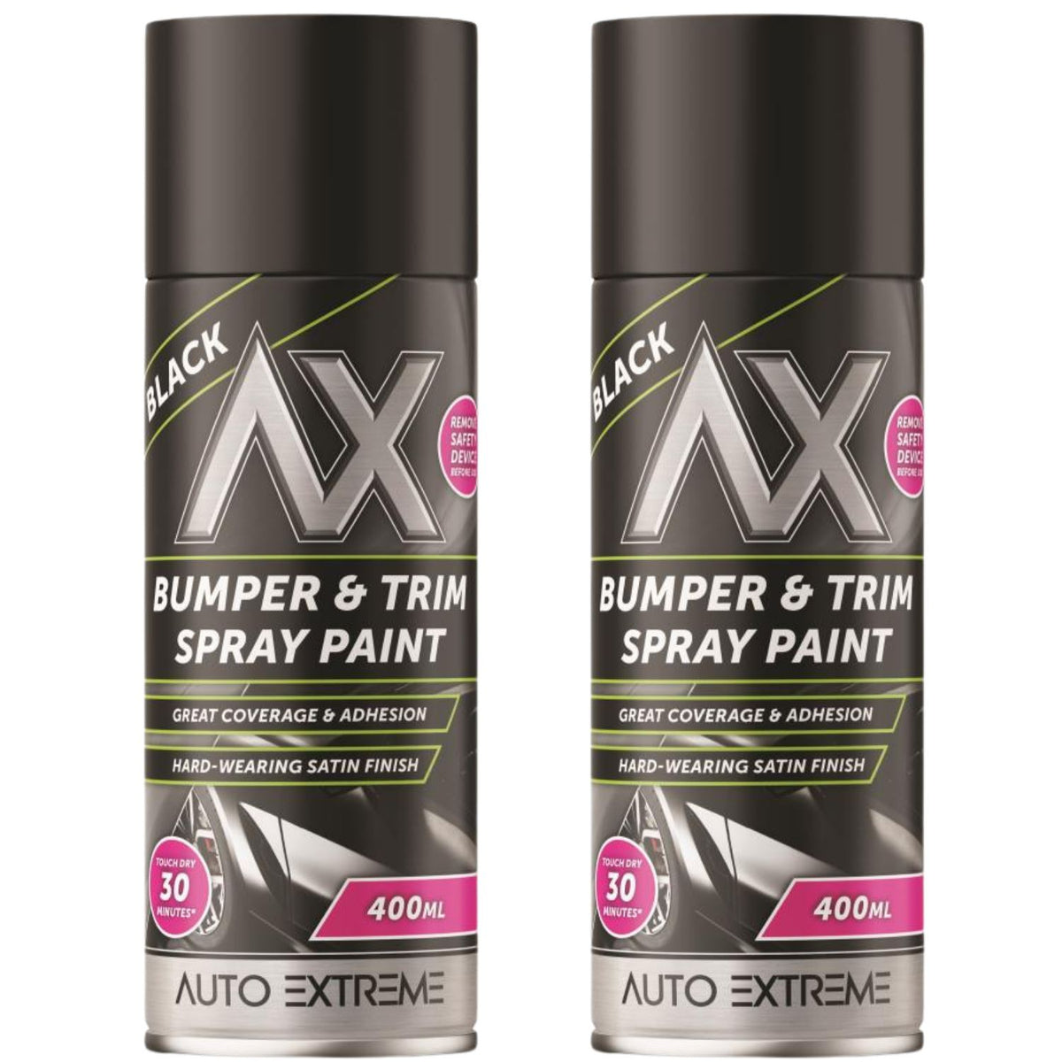 2X Auto Extreme Bumper & Trim Black Spray Paint 400ml