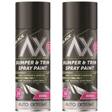 2X Auto Extreme Bumper & Trim Black Spray Paint 400ml