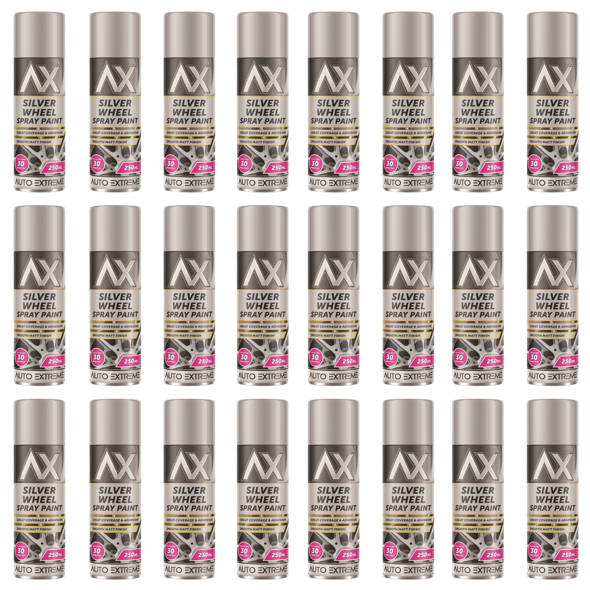 24X - Auto Extreme Silver Wheel Spray Paint 250ml