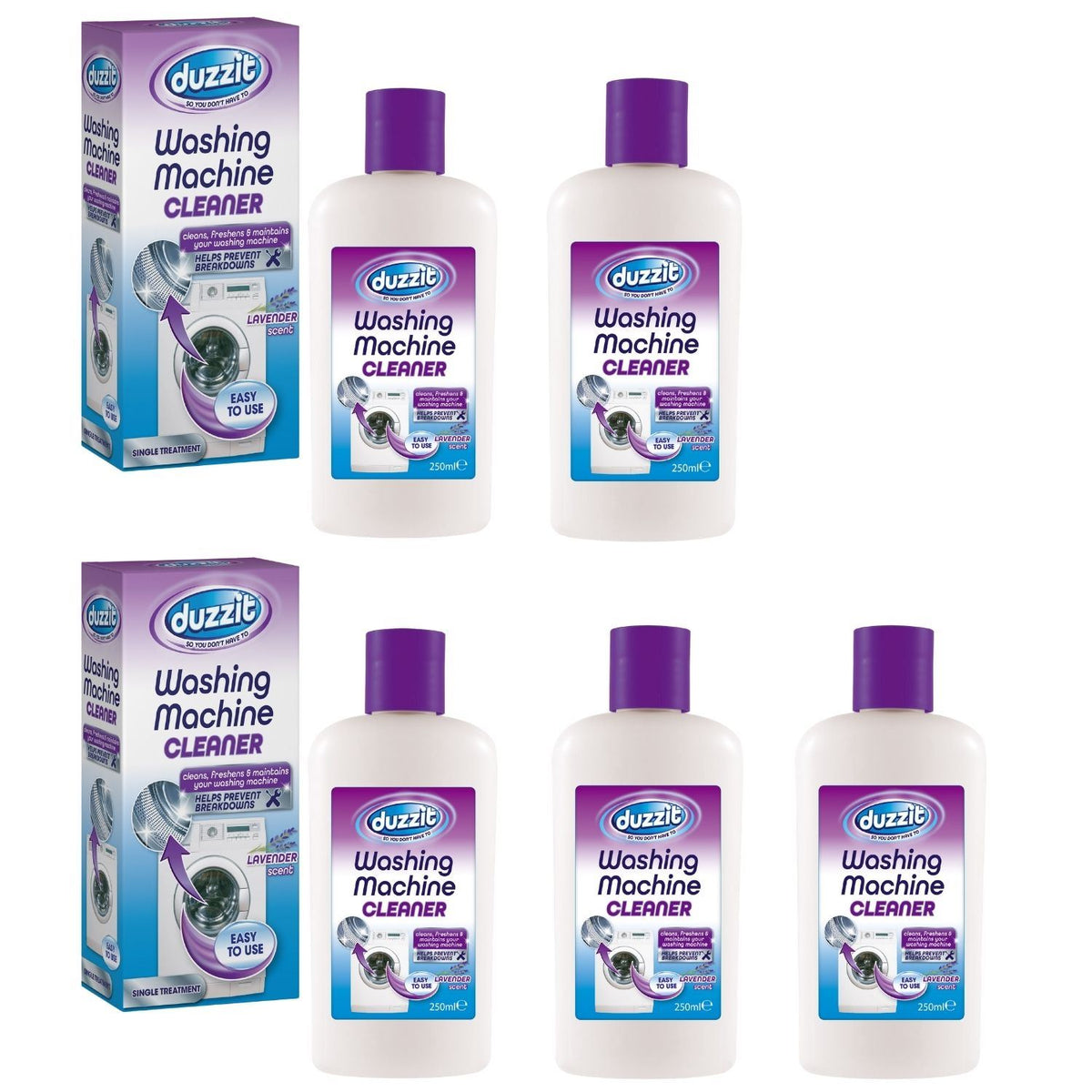 5X - Duzzit Washing Machine Cleaner Lavender 250ml
