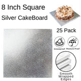 25 Boards - 8" Square Silver Double Thick Cards Cake Board