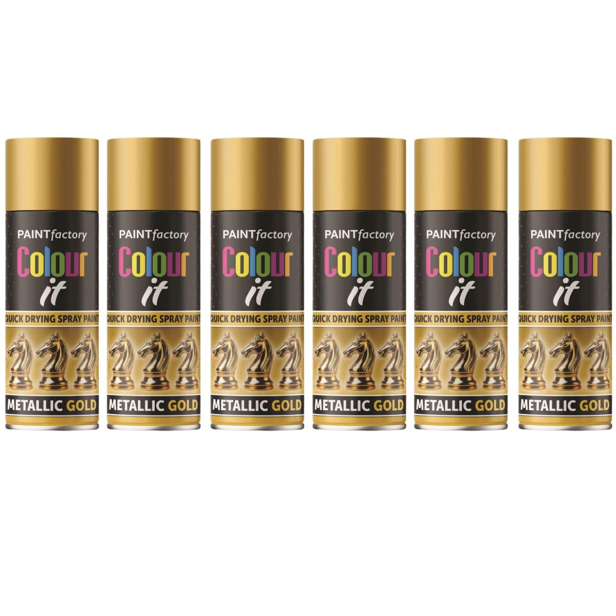 6X Paint Factory All Purpose Gold Metallic Spray Paint 200ml