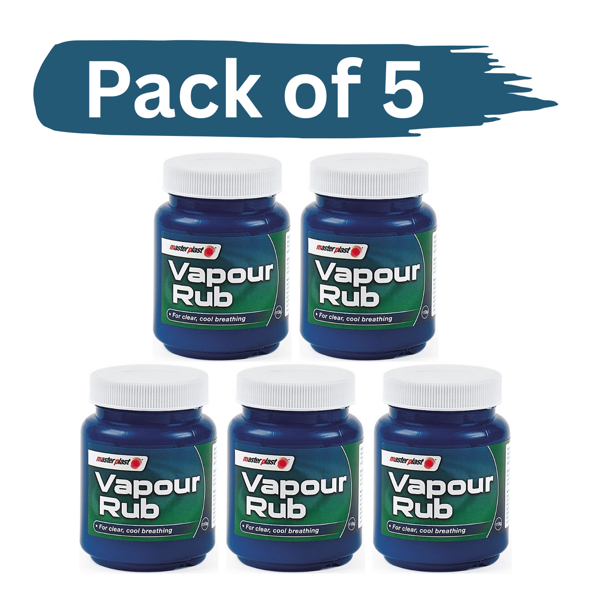 5X Masterplast Vapour Rub Congestion Relief Chest Rub Menthol Eucalyptus 100g