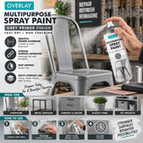 12X Overlay Grey Primer Matt Auto Professional Spray Paint 400ml