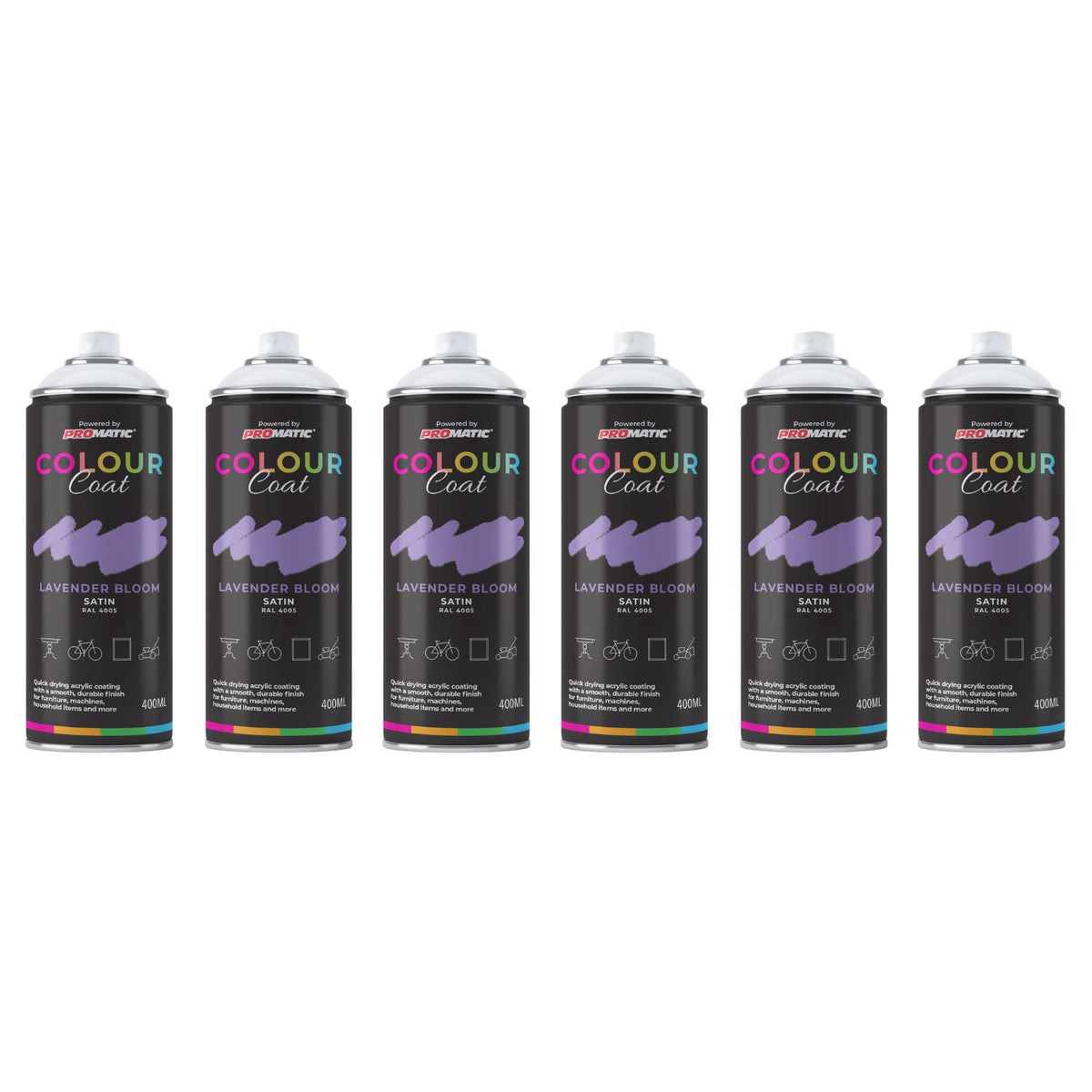 6X Lavender Bloom RAL 4005 Satin Spray Paint 400ml
