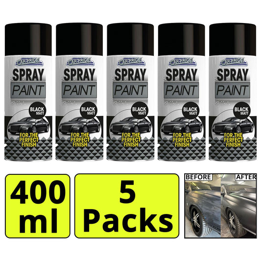 5X - Matt Black Car Spray 400ml