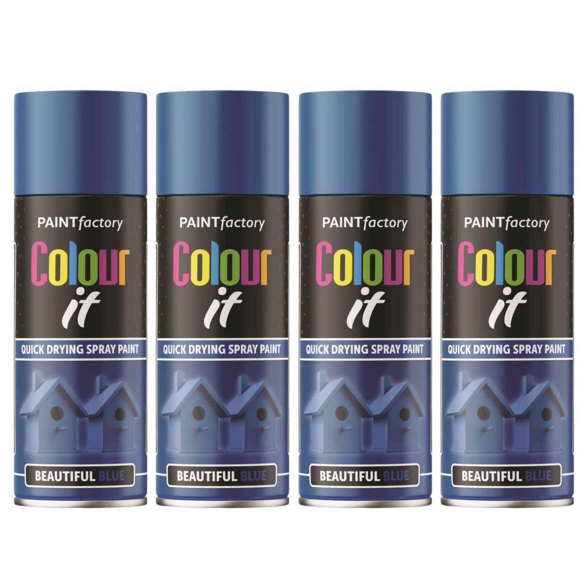 4X Paint Factory Beautiful Blue Gloss Spray Paint 400ml