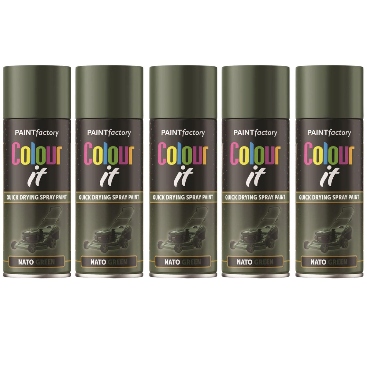 5X Paint Factory Nato Green Matt Spray Paint 400ml