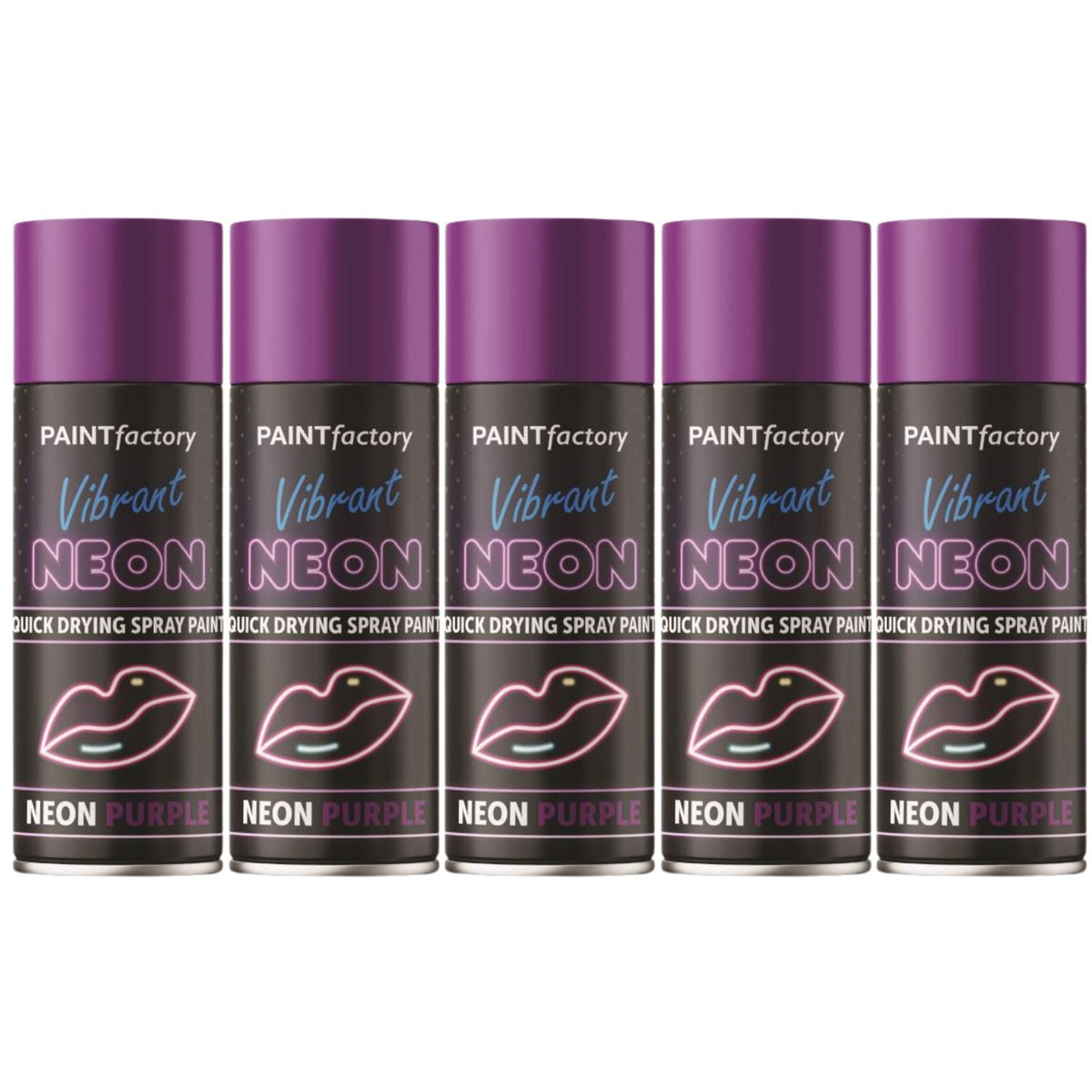 5X Paint Factory Purple Fluorescent Neon Spray Paint 200ml