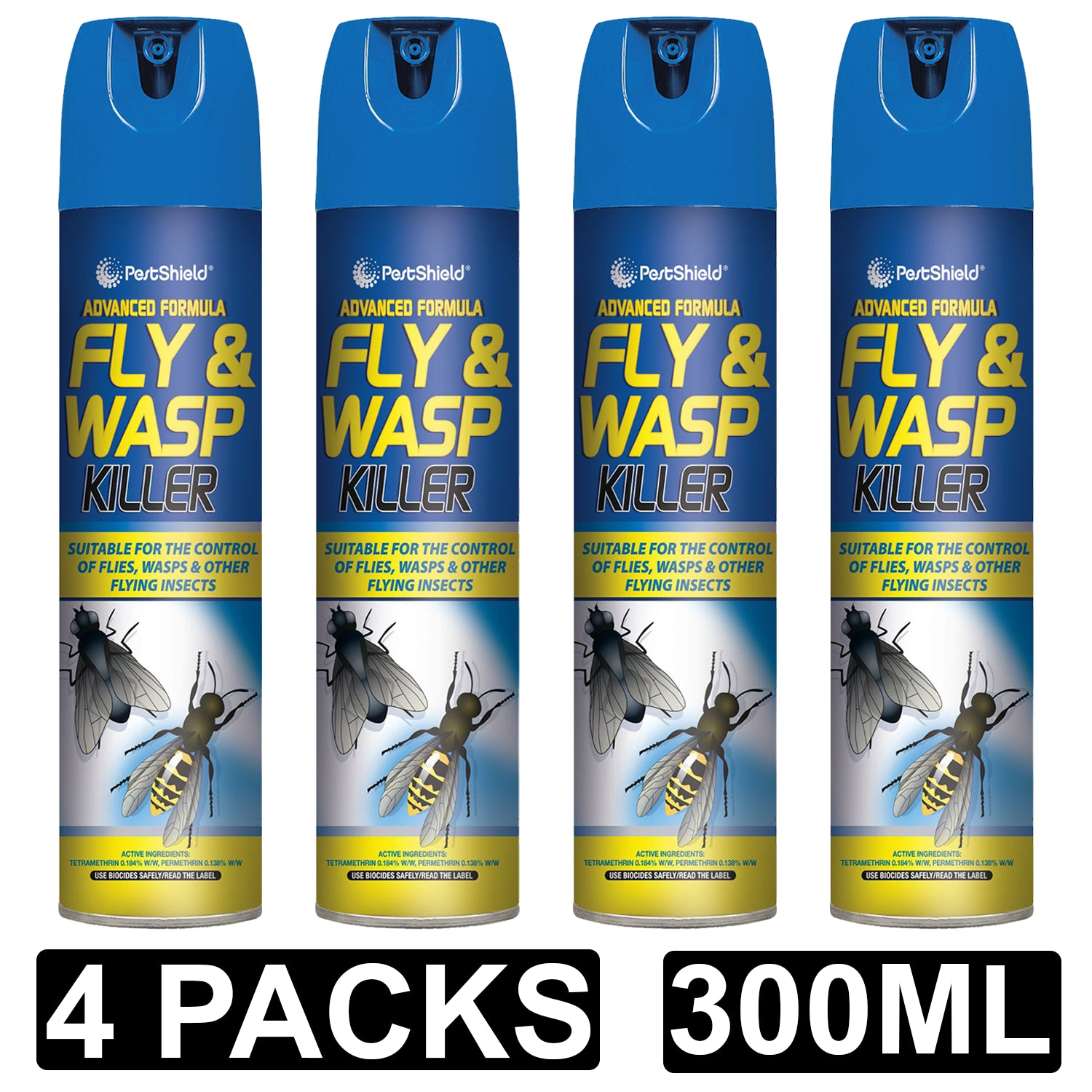 4X PestShield Fly & Wasp Killer Spray 300ml Pest Control