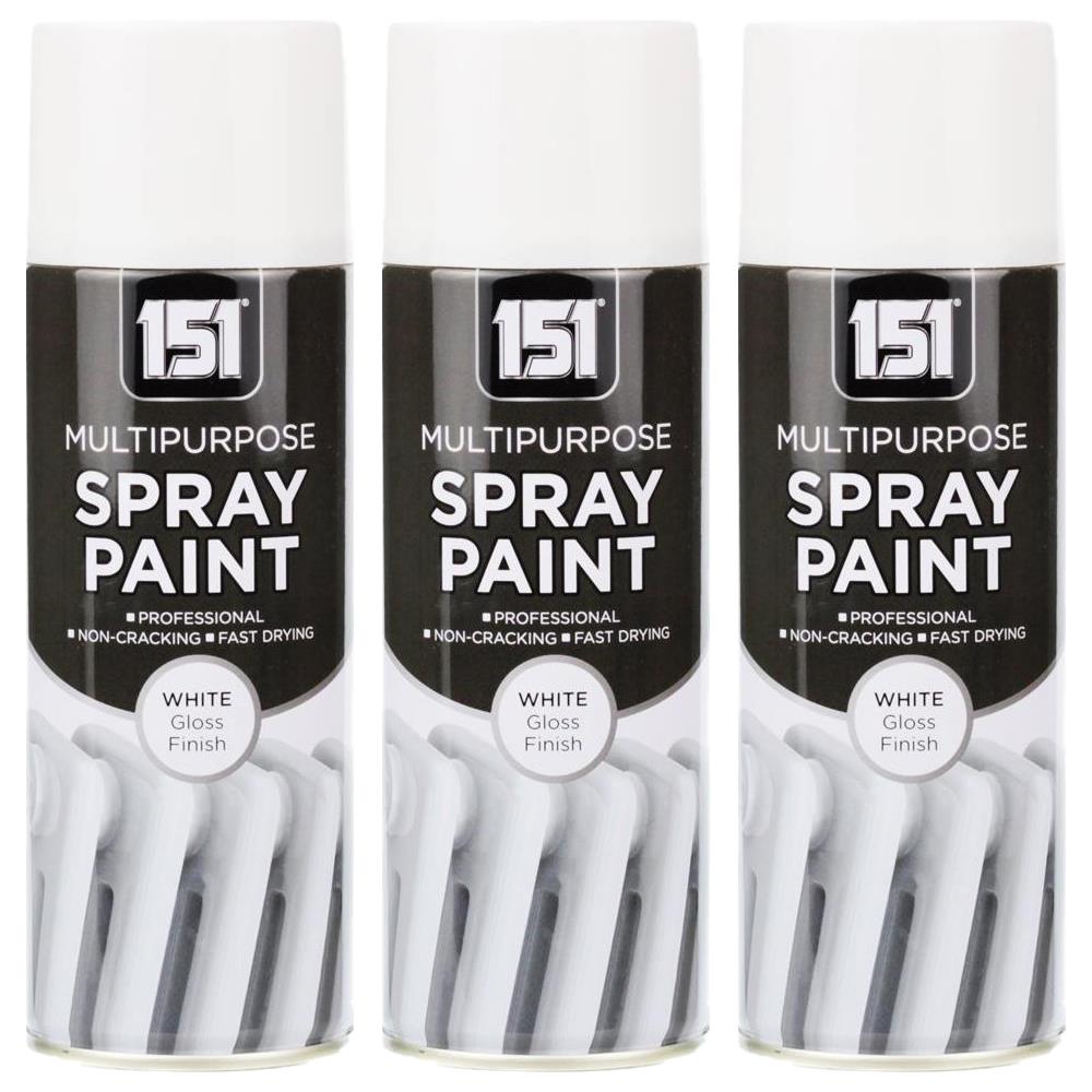 3X 151 White Gloss Spray Paint 400ml Spray Paint