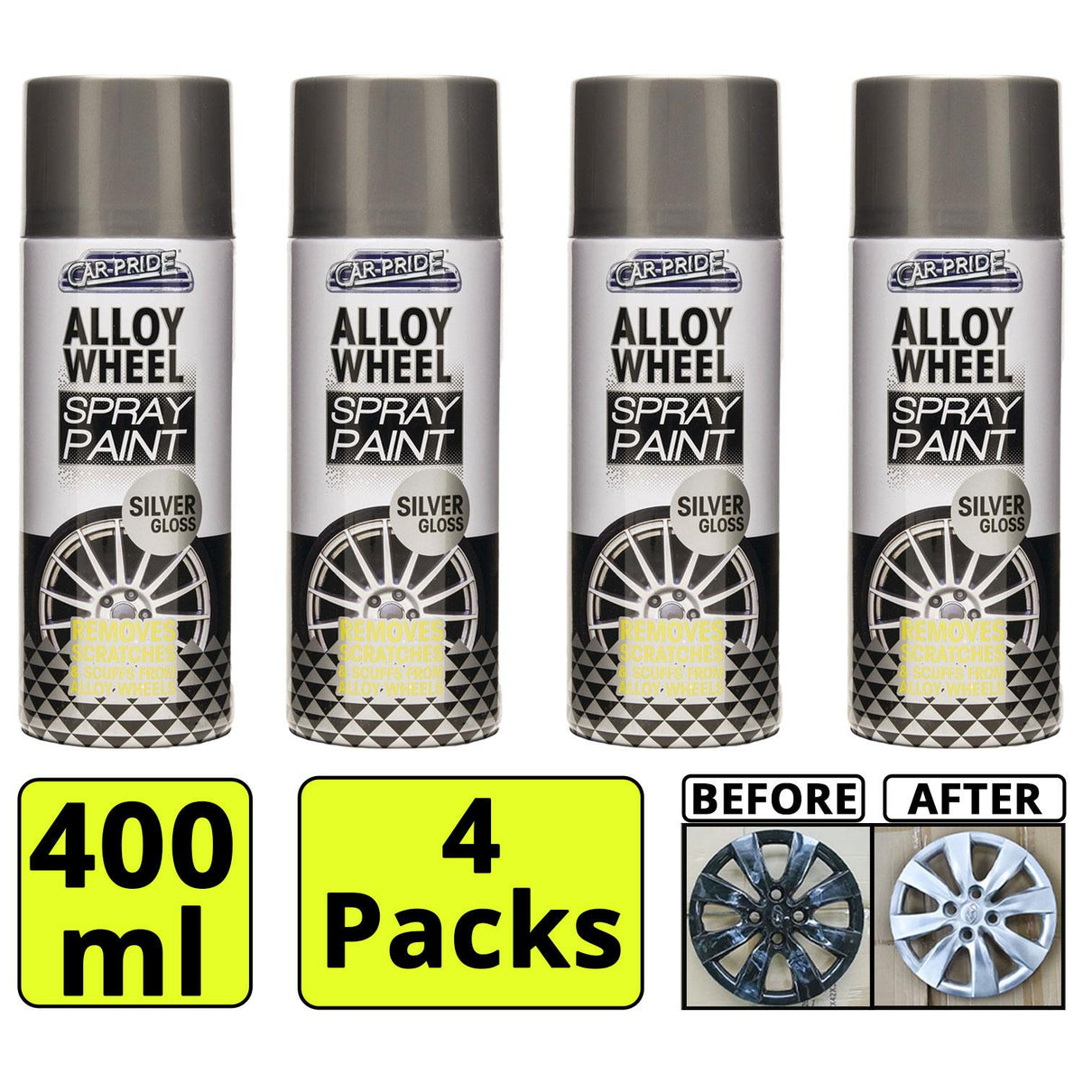 4X - Alloy Wheel Spray Silver Gloss 400ml