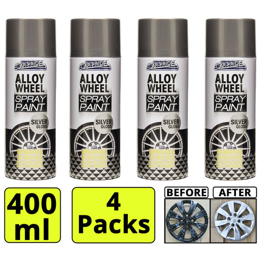 4X - Alloy Wheel Spray Silver Gloss 400ml