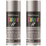 2X Paint Factory Metallic Silver Spray Paint 200ml