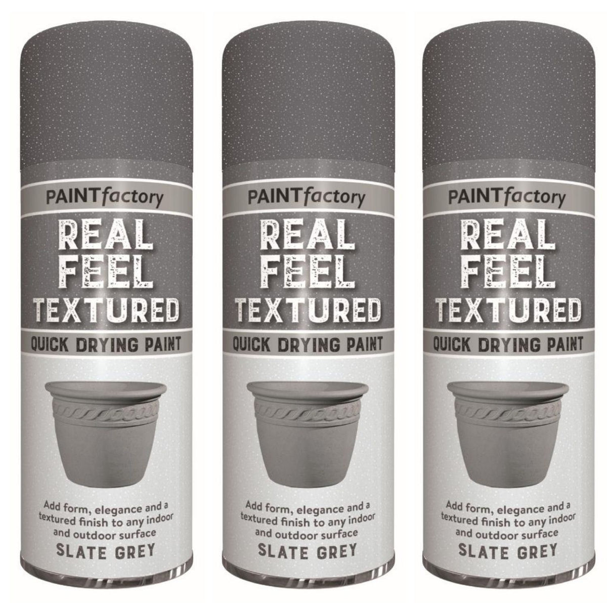 3X - Paint Factory Real Feel Grey 400ml Textured Spray Paint