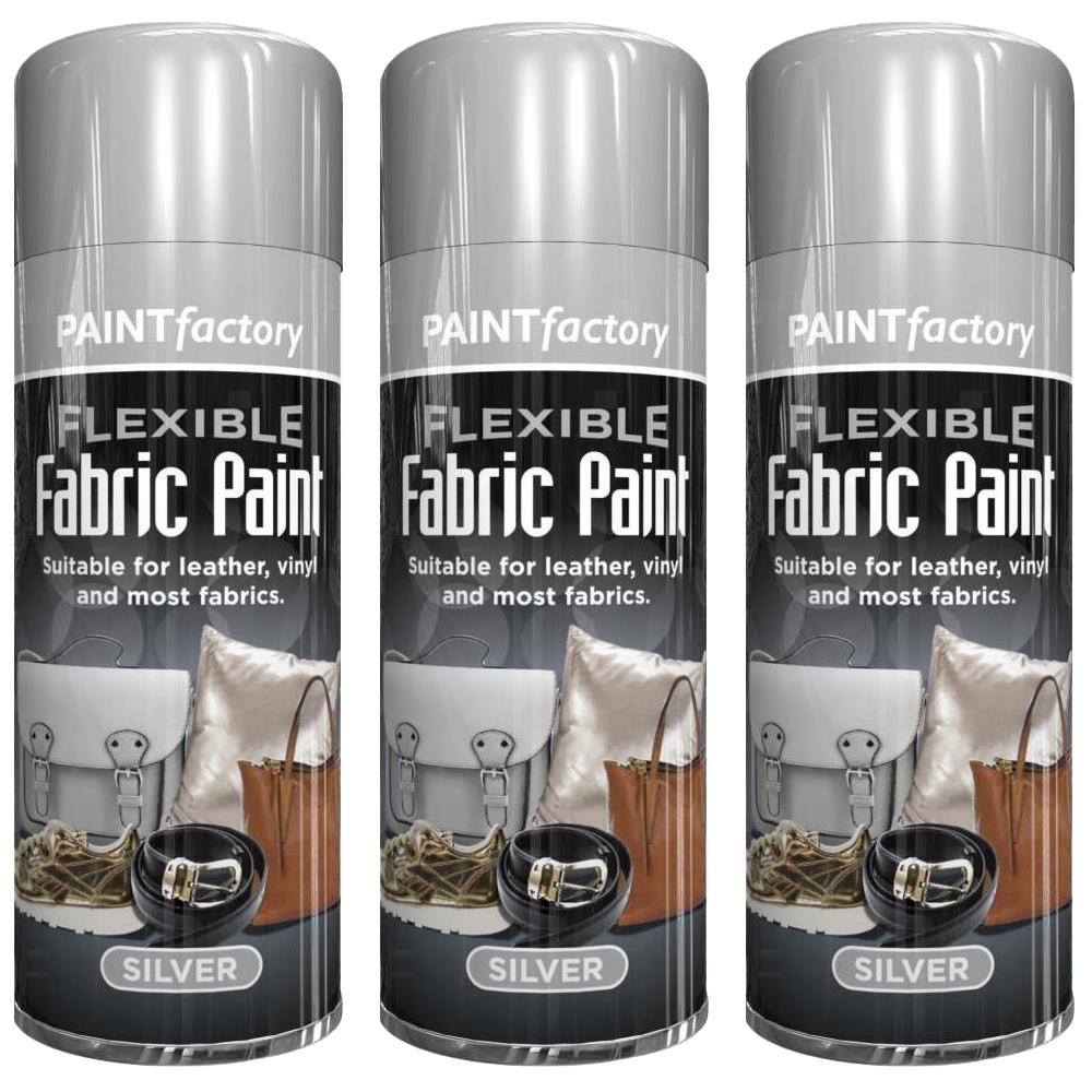 3X Silver Fabric & Vinyl Spray Paint 200ml Spray Paint