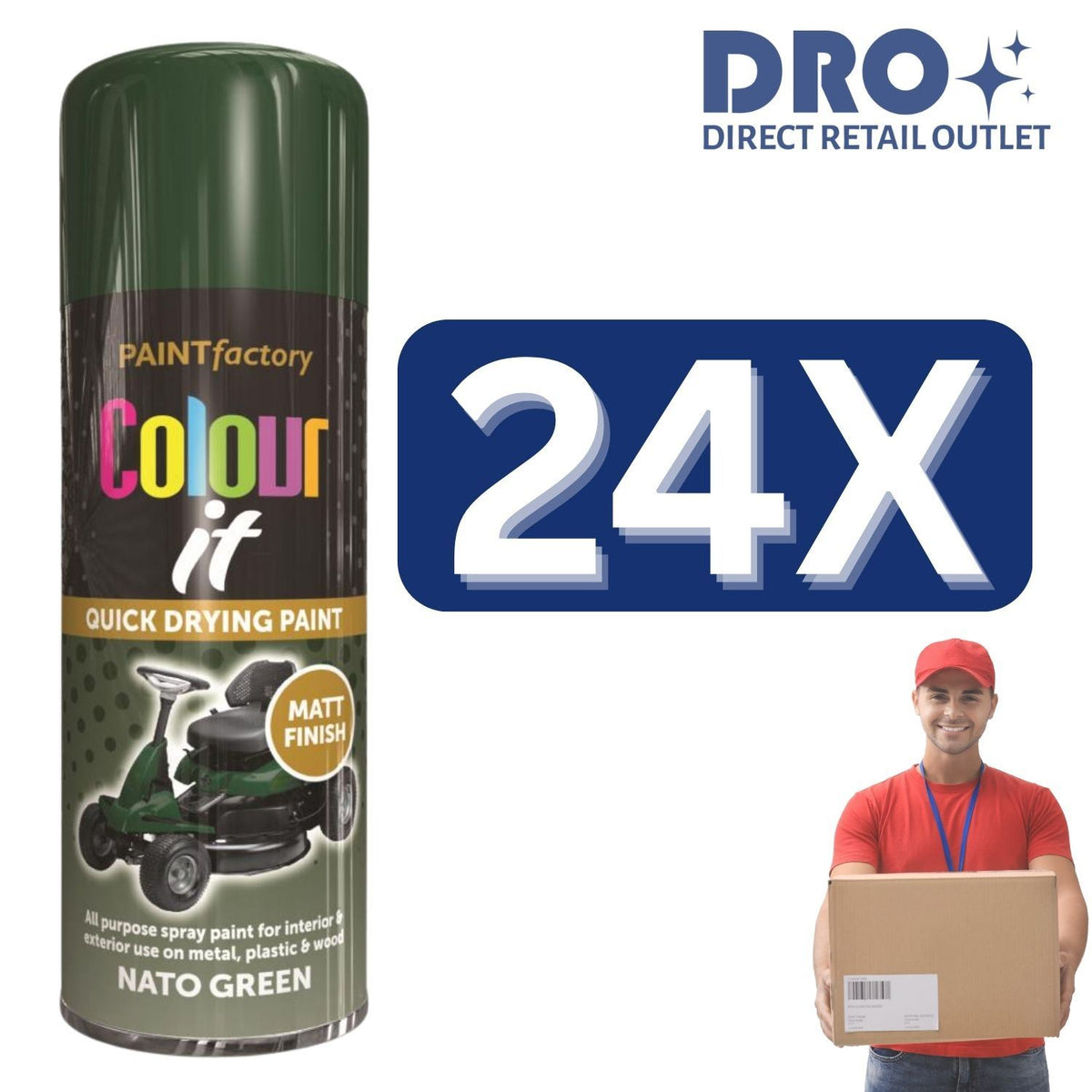 24X - Paint Factory Nato Green Matt Spray Paint 250ml