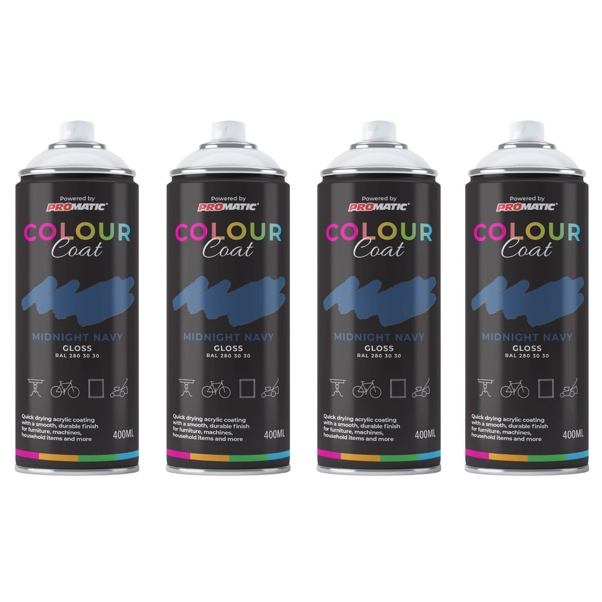 4X Midnight Navy RAL 280 30 30 Gloss Spray Paint 400ml