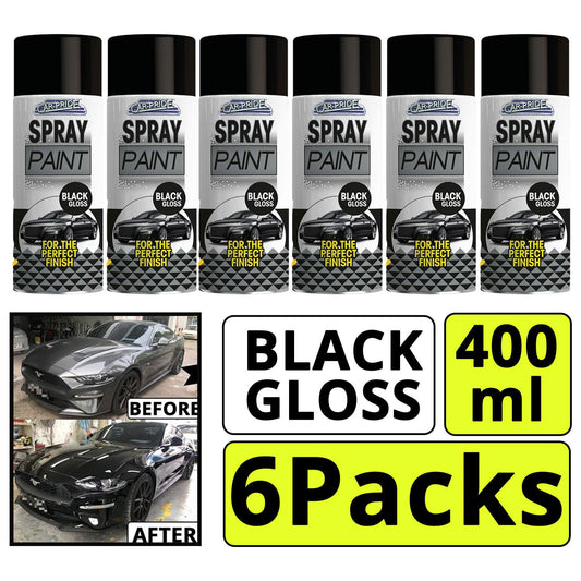 6X - Gloss Black Car Spray 400ml