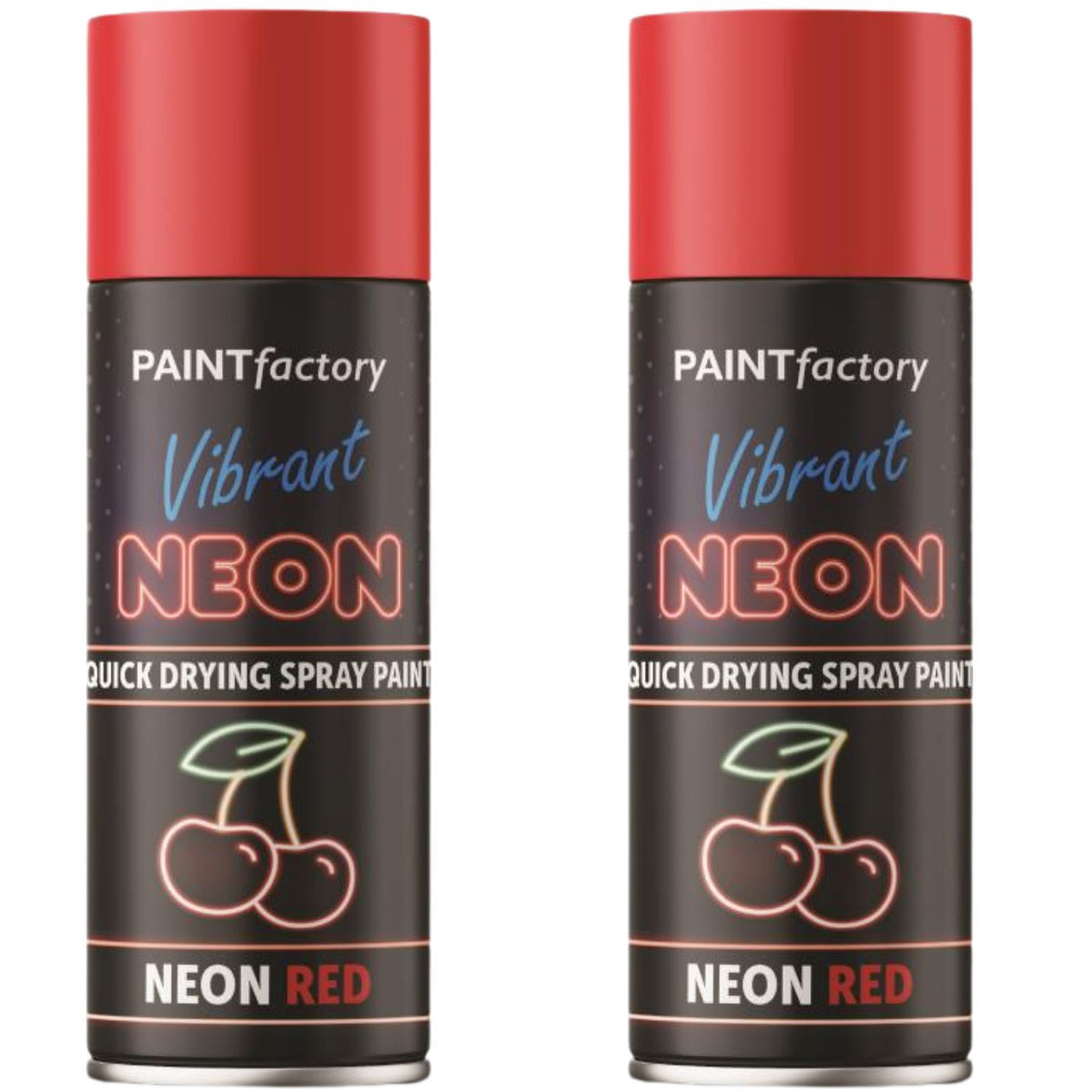 2X Paint Factory Red Fluorescent Neon Spray Paint 200ml