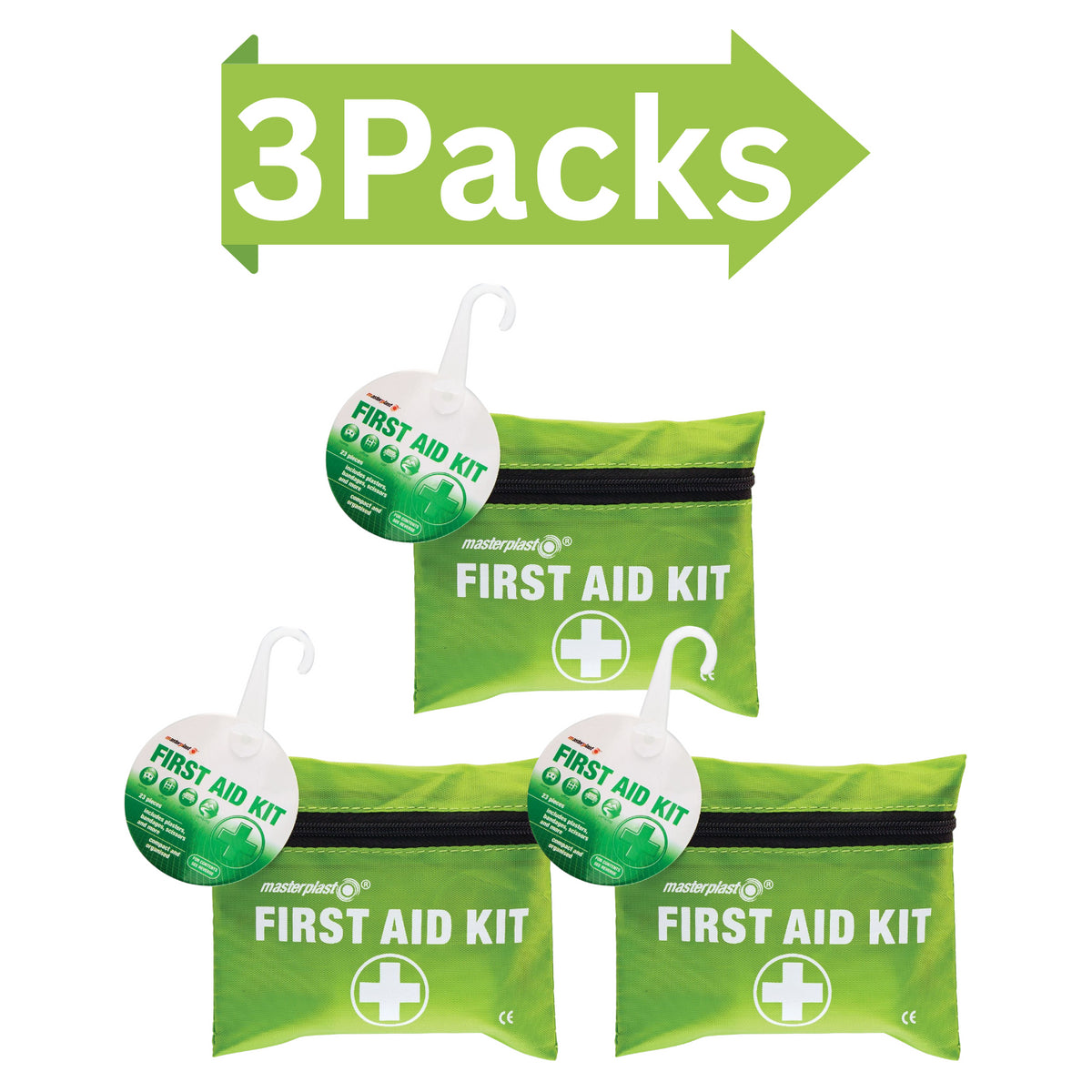 3X Masterplast Mini First Aid Kit 24 Piece Medical Pouch Portable Travel Car Kit