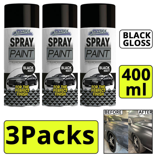 3X - Matt Black Car Spray 400ml