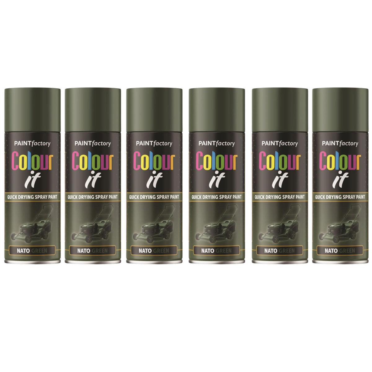 6X Paint Factory Nato Green Matt Spray Paint 400ml
