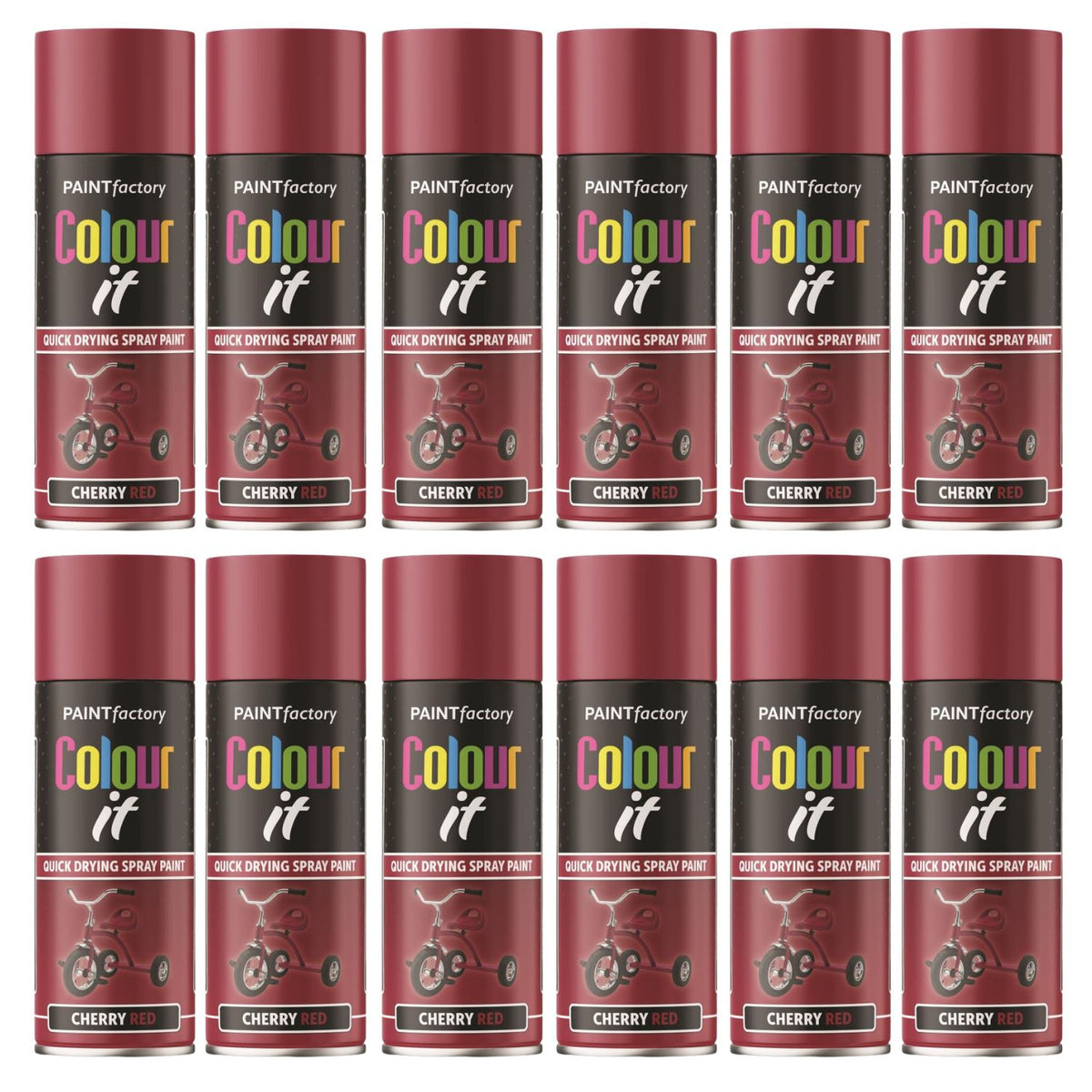12X Paint Factory Cherry Red Gloss Spray Paint 400ml