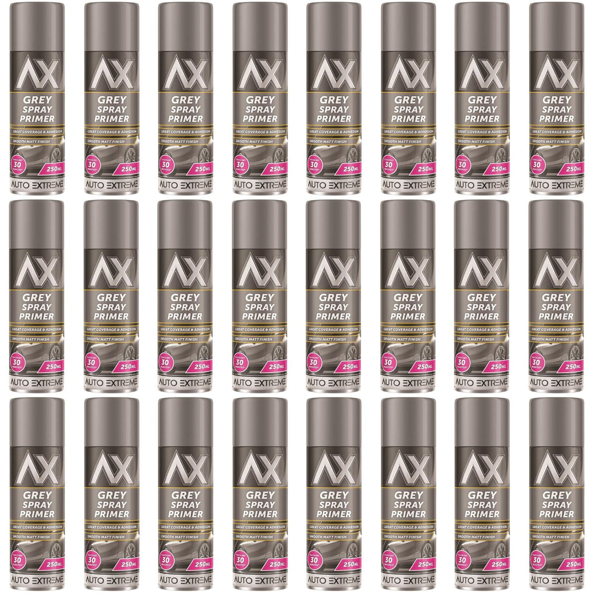 24X - Auto Extreme Grey Primer Spray Paint 250ml