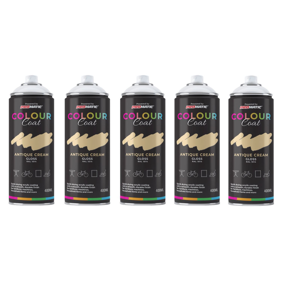 5X Antique Cream RAL 1014 Gloss Spray Paint 400ml