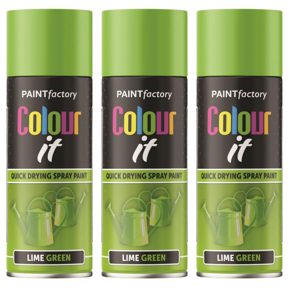 3X Paint Factory Lime Green Gloss Spray Paint 400ml