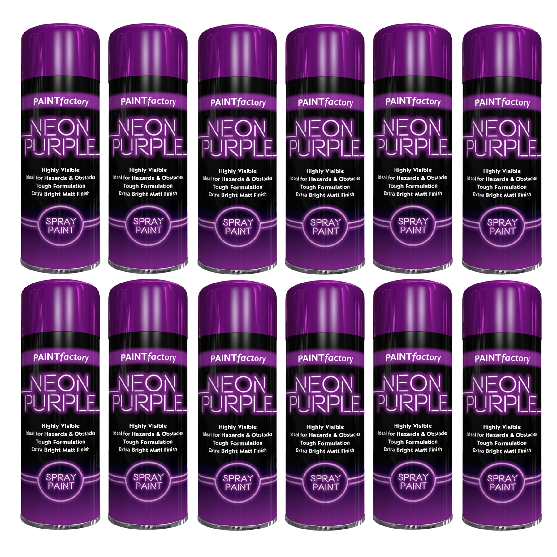12X Paint Factory Purple Fluorescent Neon Spray Paint 200ml Spray Paint