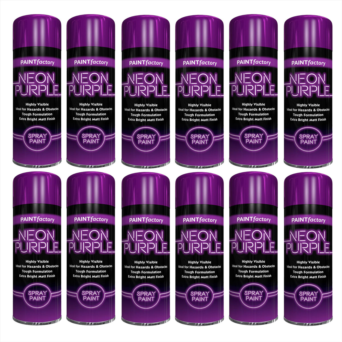 12X Paint Factory Purple Fluorescent Neon Spray Paint 200ml Spray Paint