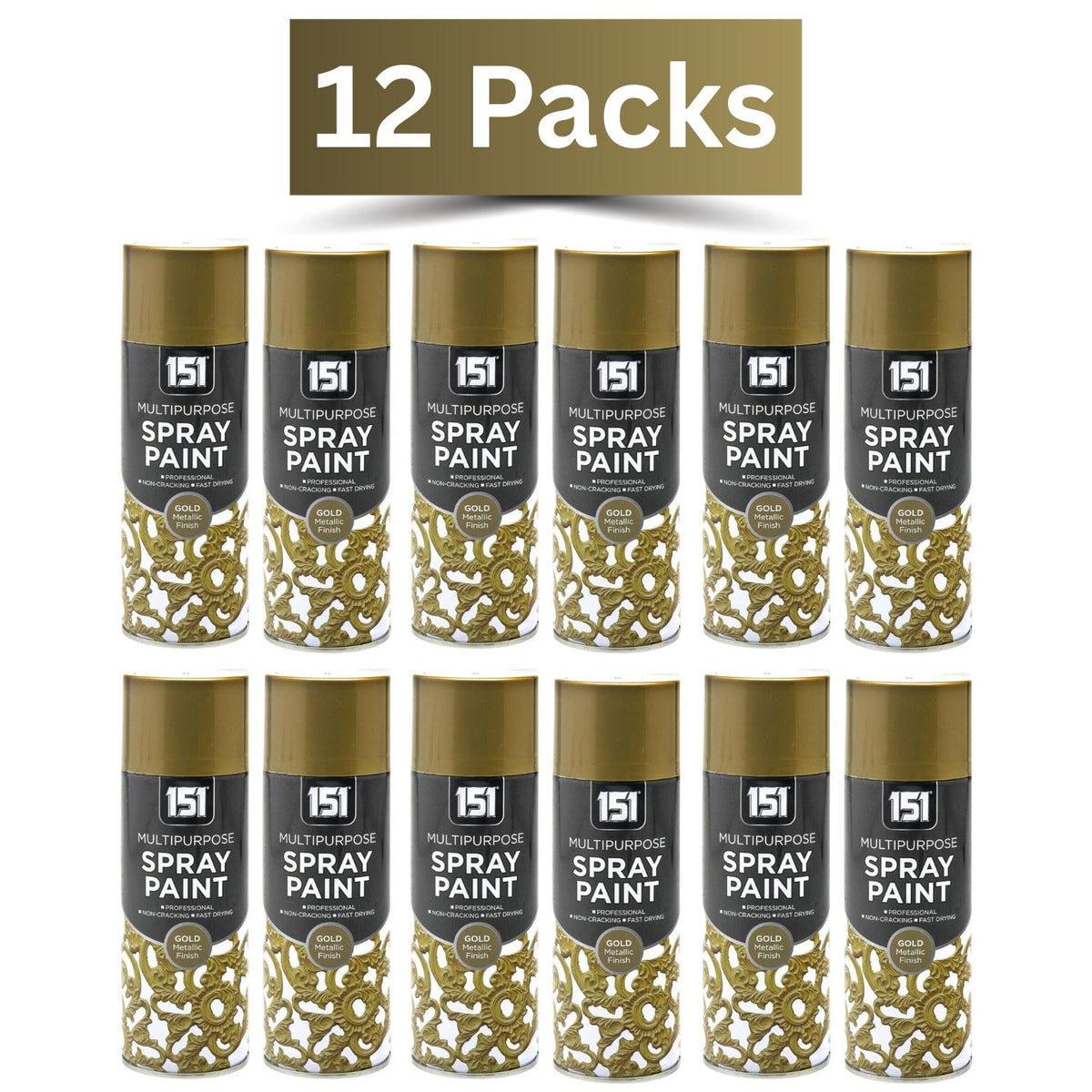 12X 151 Gold Metallic Spray Paint 400ml