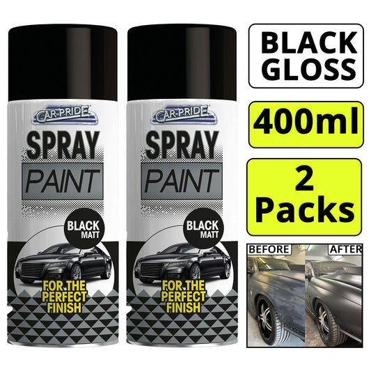 2X - Matt Black Car Spray 400ml