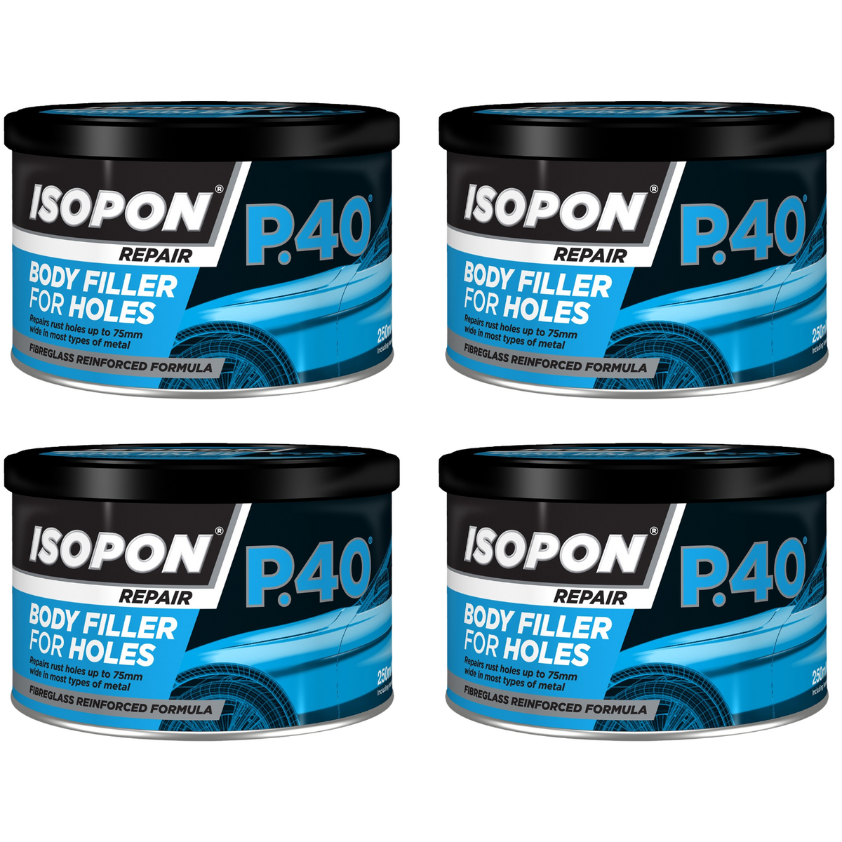 4X Isopon P40 Body Filler 250ml