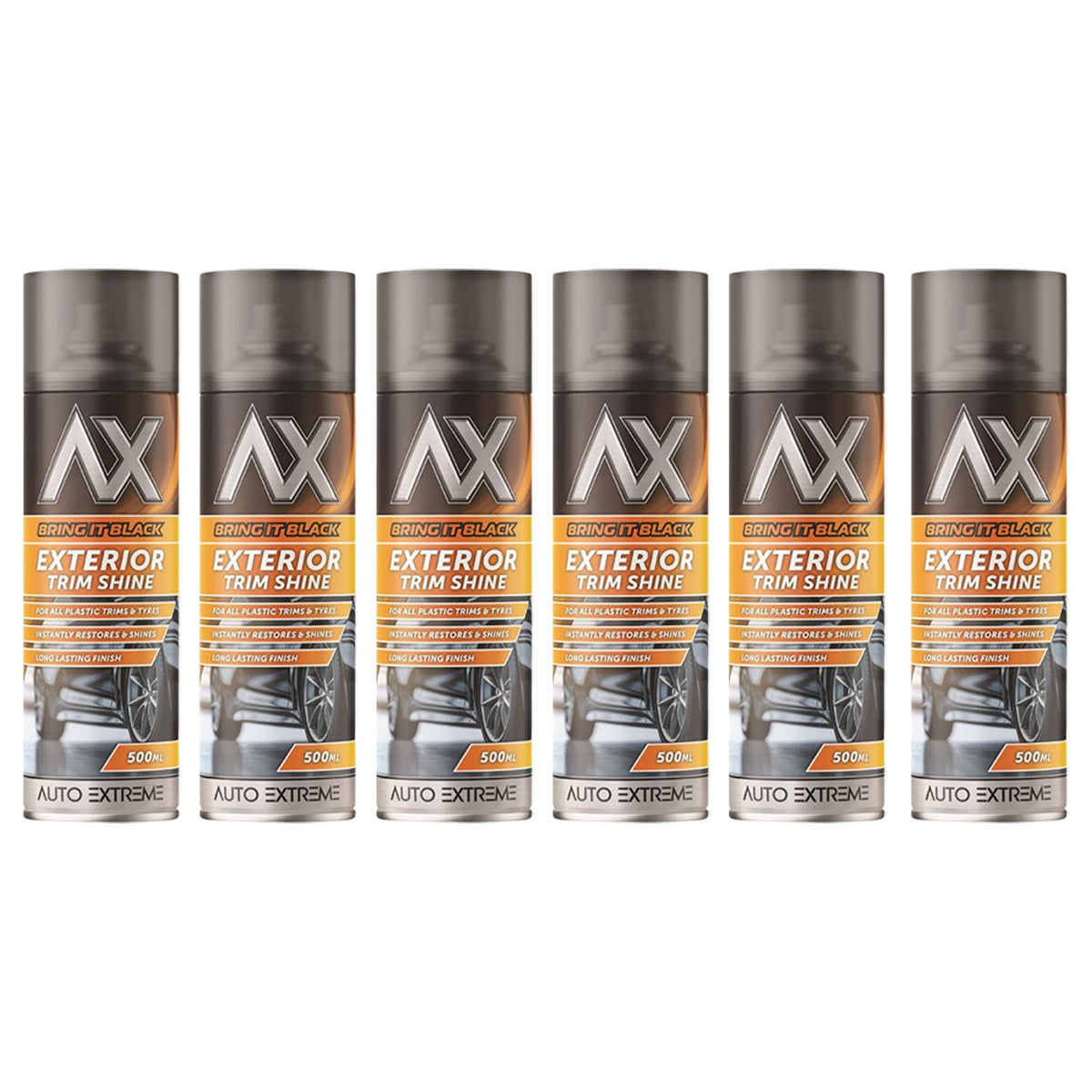 6X - Bring it Black Exterior Trim Shine Spray 500ml Spray Paint