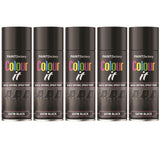 5X Paint Factory Black Satin Spray Paint 400ml