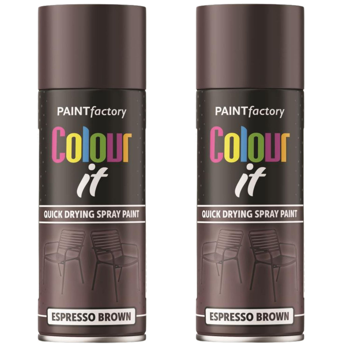 2X Paint Factory Espresso Brown Gloss Spray Paint 400ml