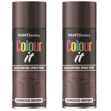 2X Paint Factory Espresso Brown Gloss Spray Paint 400ml