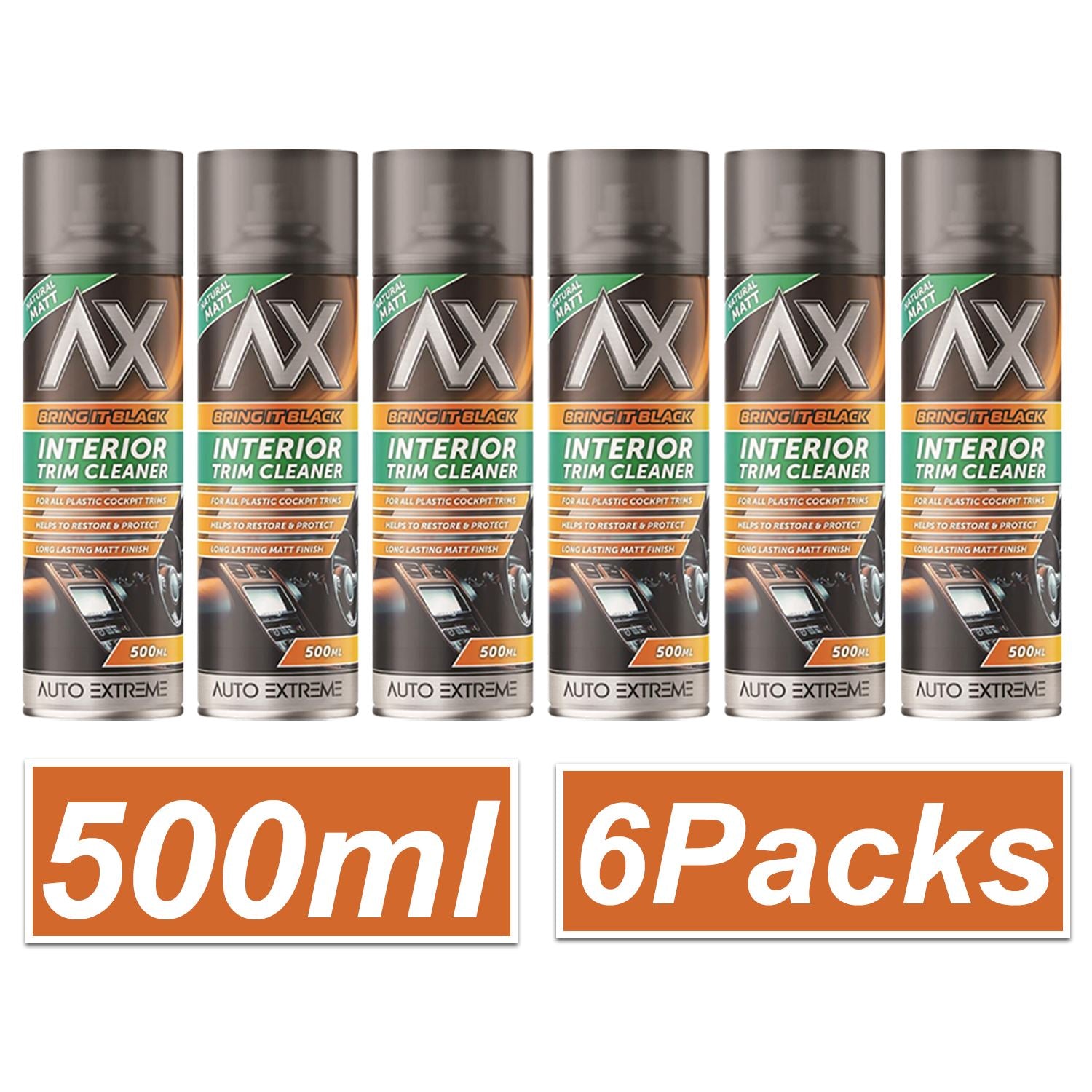 6X - Bring it Black Matt Interior Trim Cleaner Spray 500ml Spray Paint
