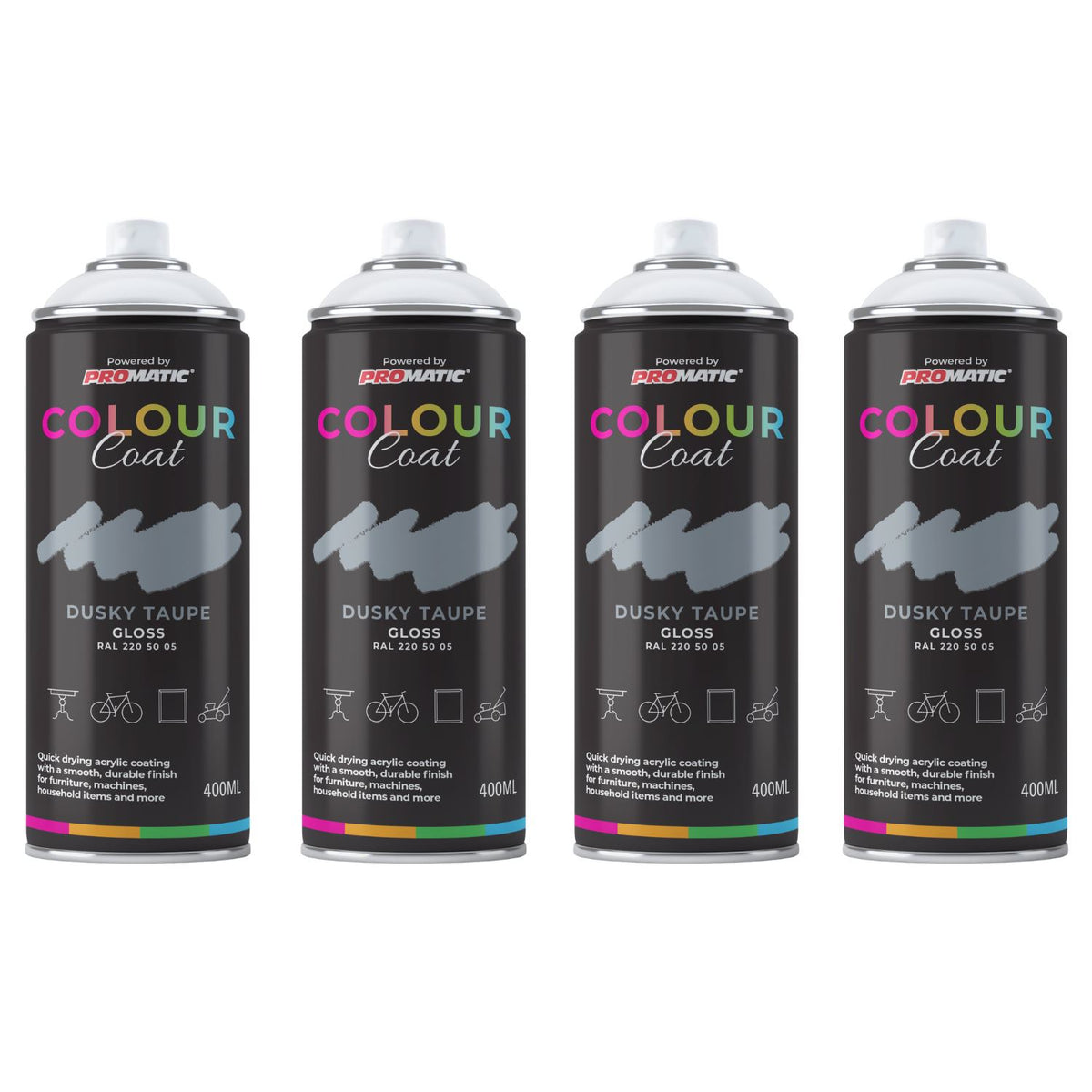 4X Dusky Taupe RAL 220 50 05 Gloss Spray Paint 400ml