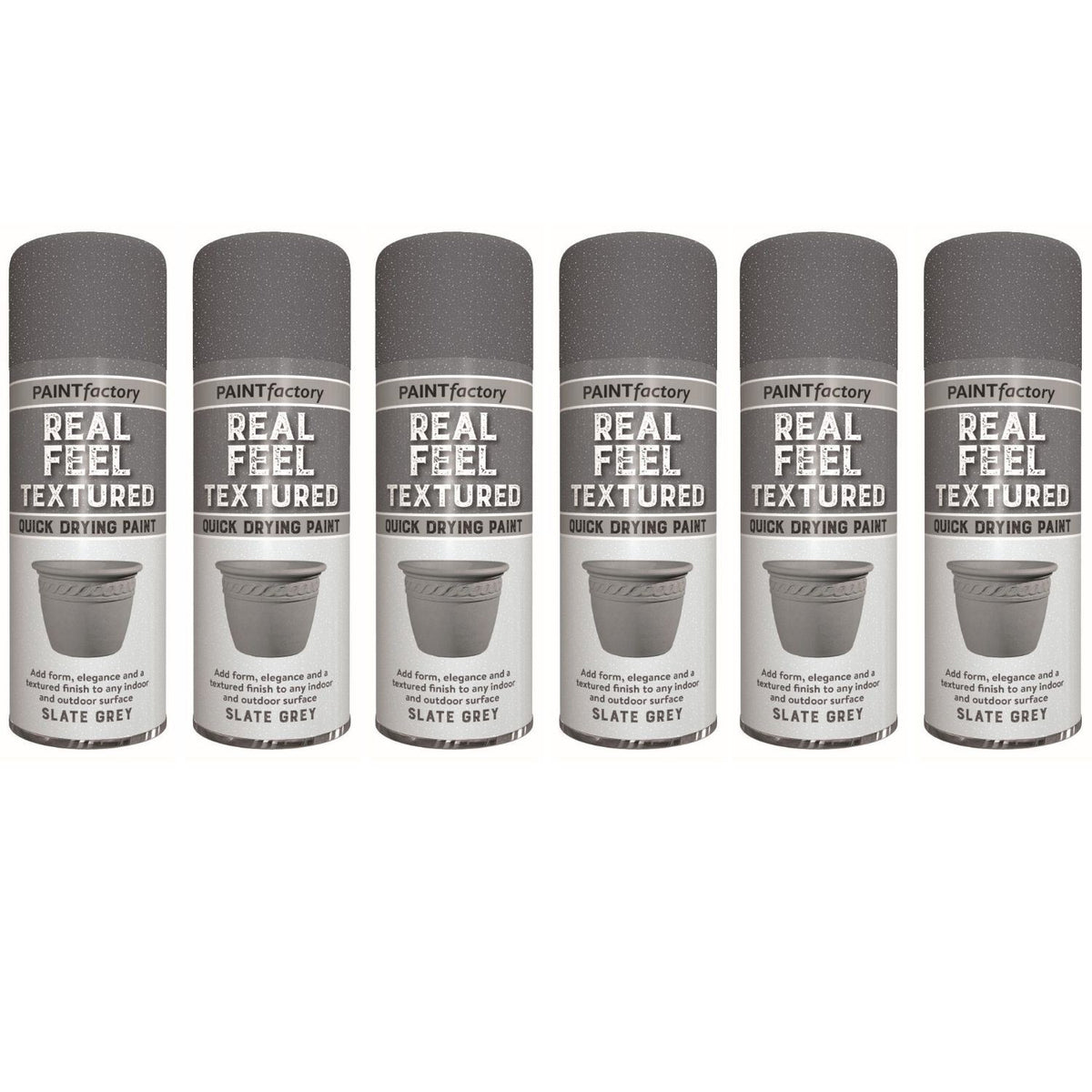 6X - Paint Factory Real Feel Grey 400ml Textured Spray Paint