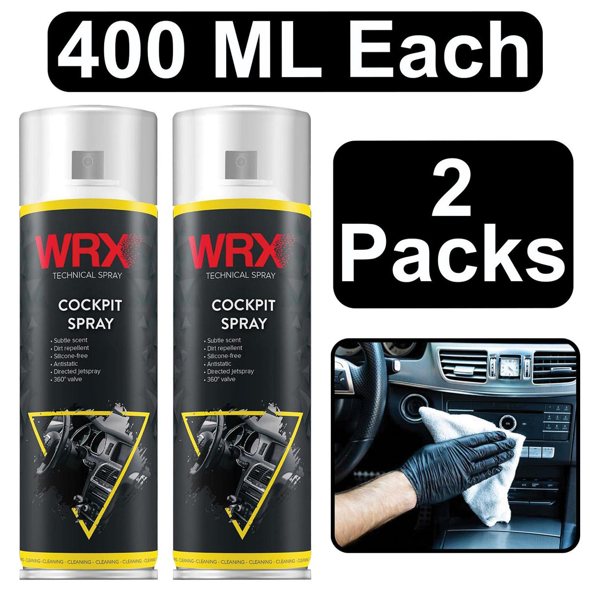2X WRX Plastic Parts Cleaner Cockpit Spray 400ml