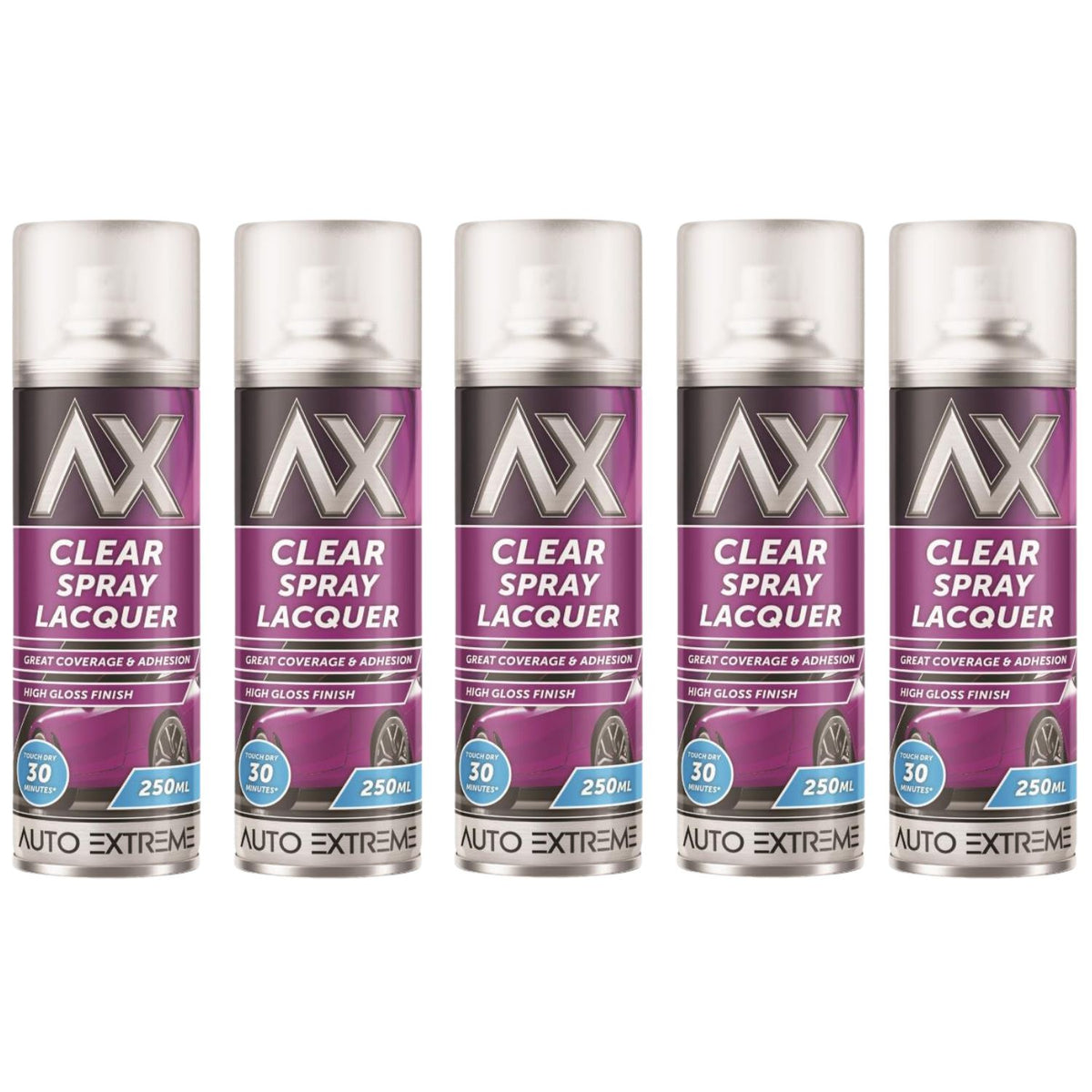 5X Auto Extreme Clear Lacquer Spray Paint 250ml